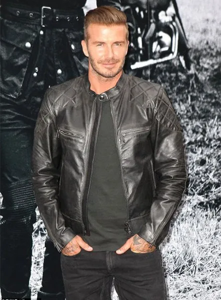 Black Stylish Leather Jacket Worn By David Beckham | David Beckham Black Stylish Leather Jacket