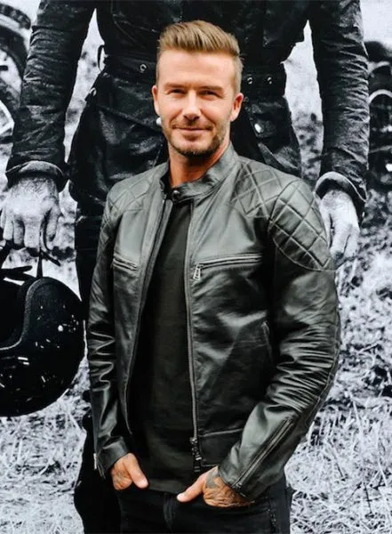 Black Stylish Leather Jacket Worn By David Beckham | David Beckham Black Stylish Leather Jacket